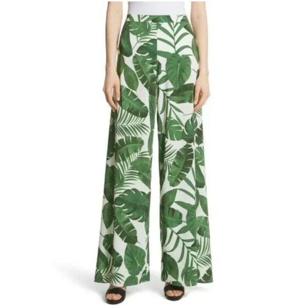 Alice + Olivia White Tropical Leaves print Pants Small